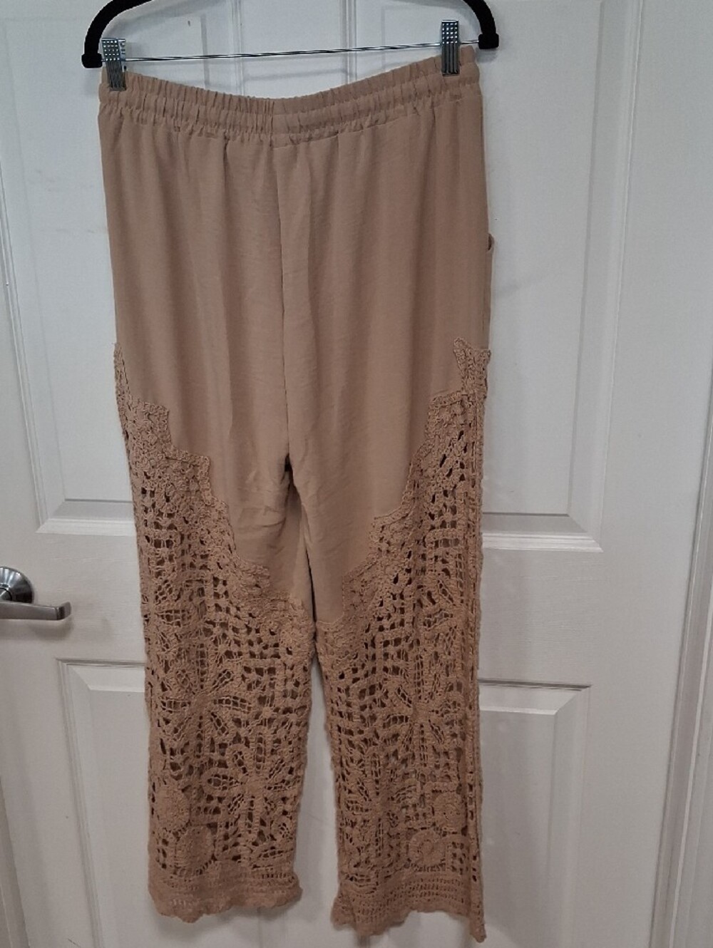 Neutral Crochet Panel Wide-Leg Pants - Picture 7 of 7
